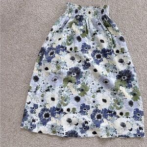 Garnet Hill Floral Skirt in Blue and Green